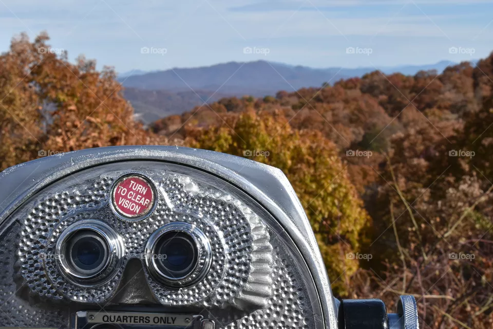 Telescope overlooking the Tennessee mountains autumnal view