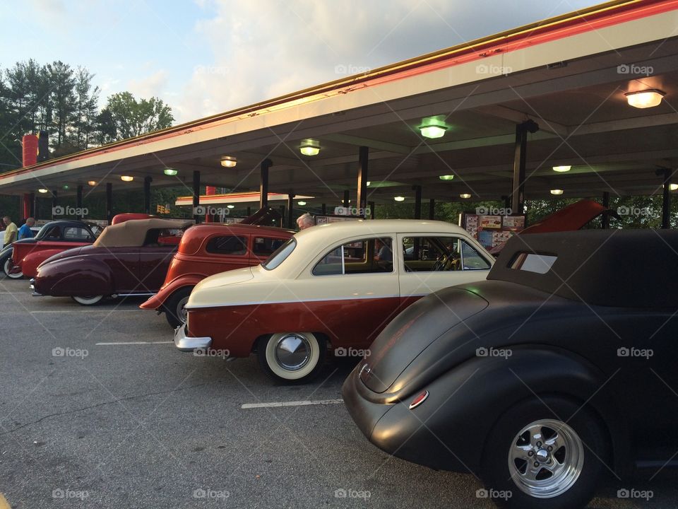 Old cars. Car show at Sonic drive in