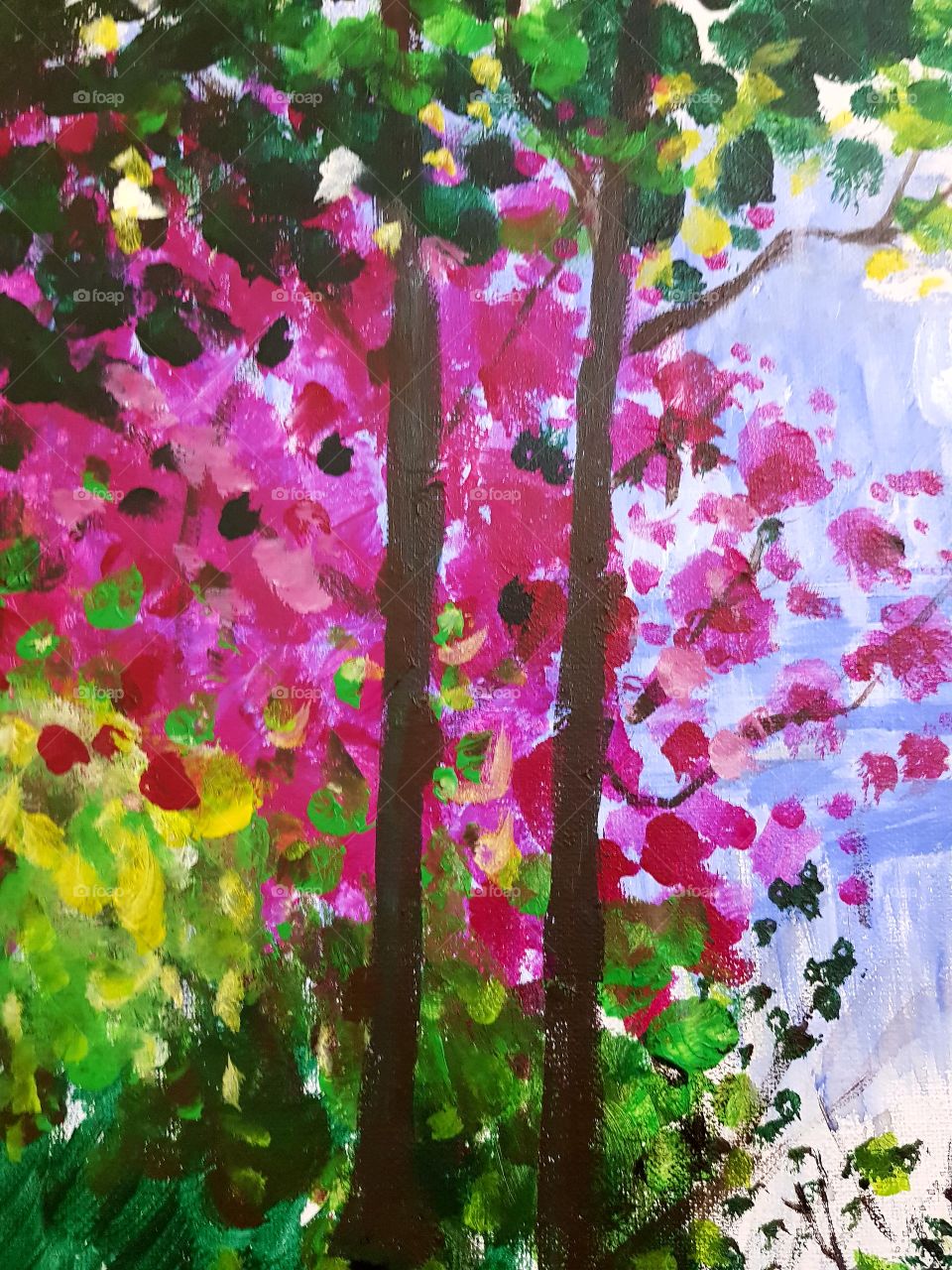 tree painting in bright colors