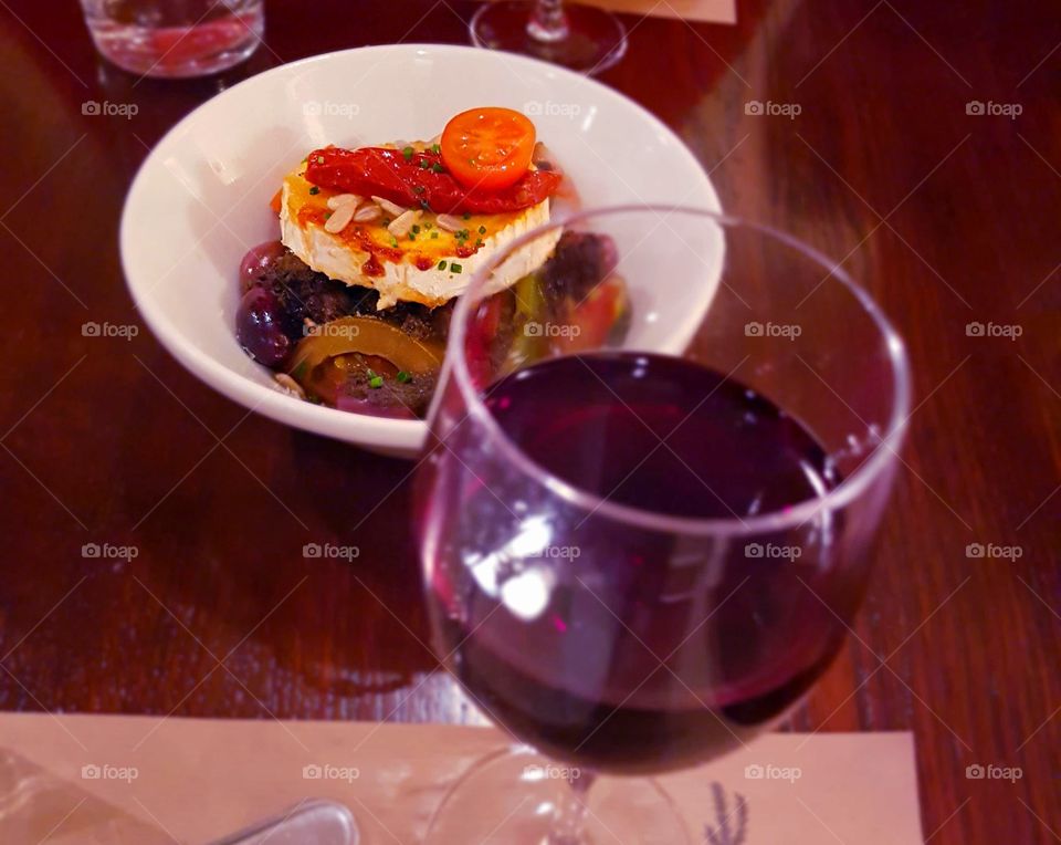 Tapas and red wine in Barcelona