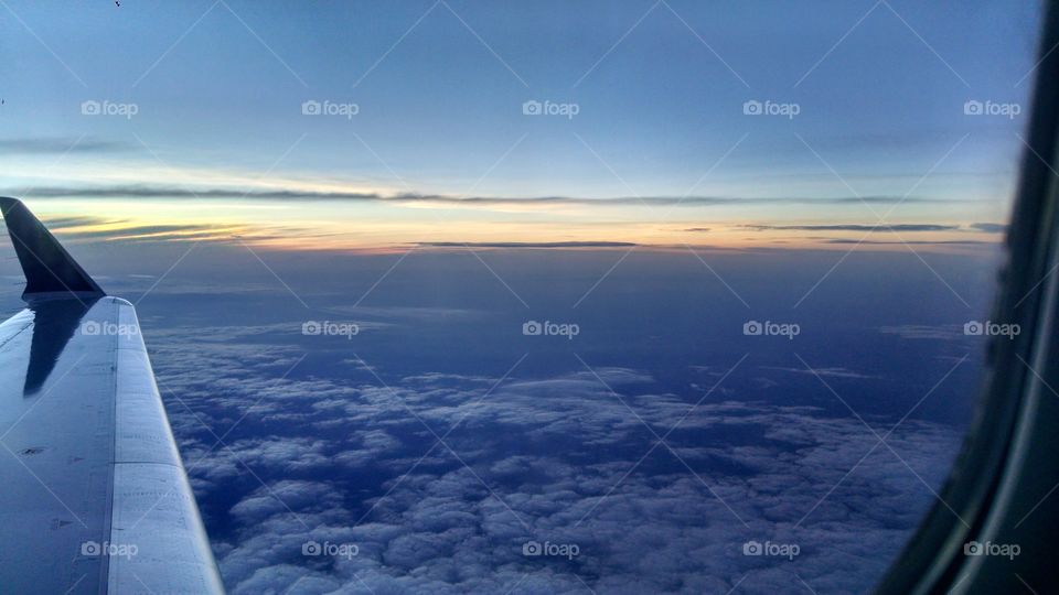 sunset view on plane
