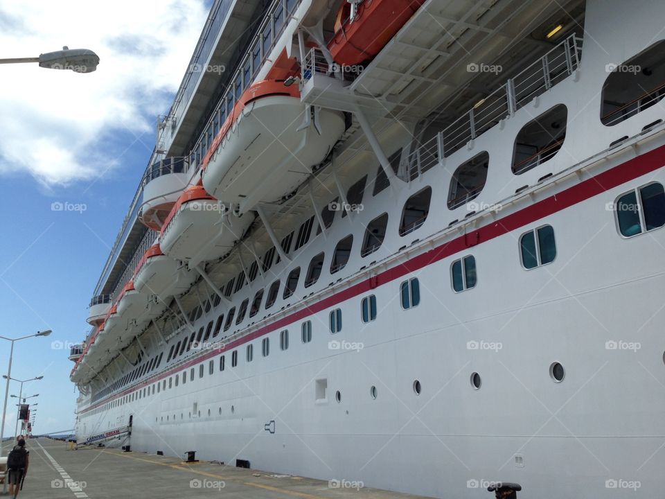 Cruise ship docked at harbor