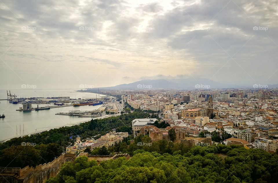 Malaga costa del sol andalusia spain viewpoint from the castle of gibralfaro
