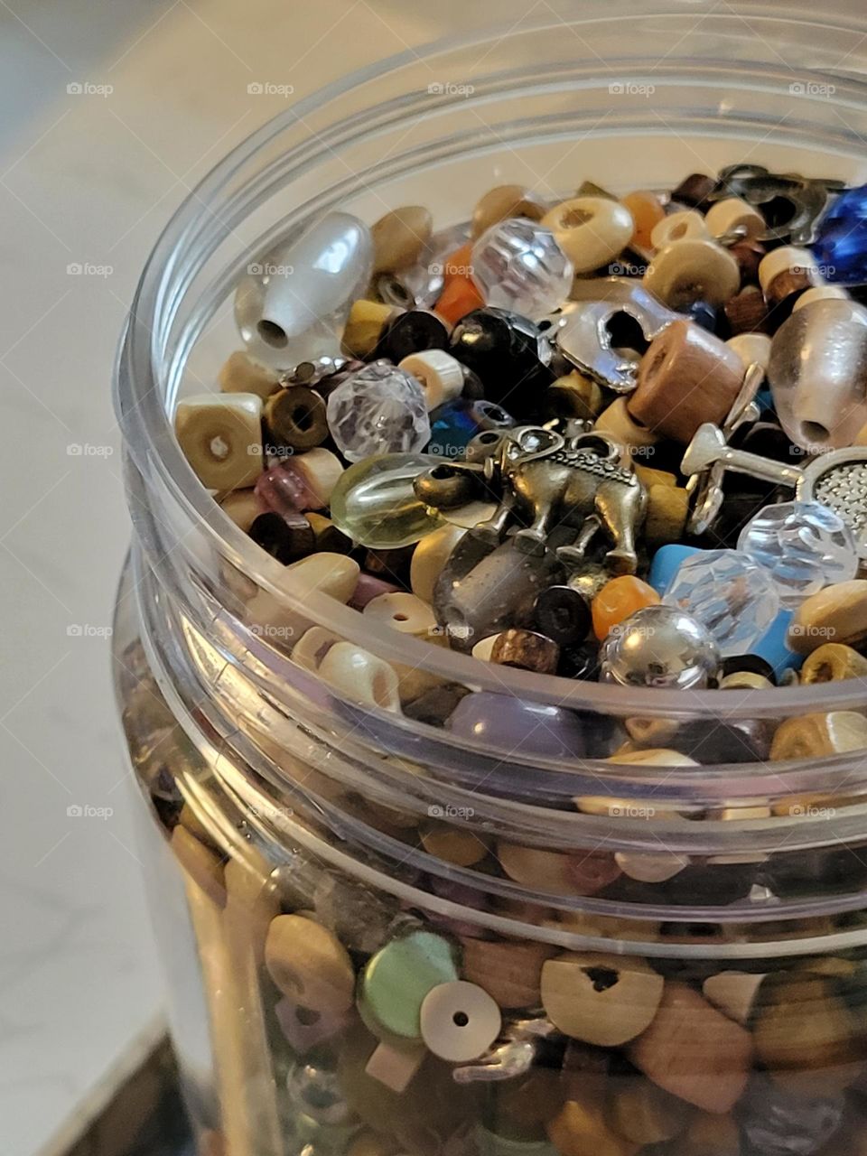 jar of loose beads
