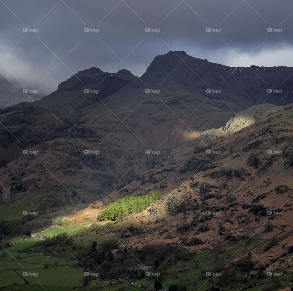 Scenics view of langdale pikes