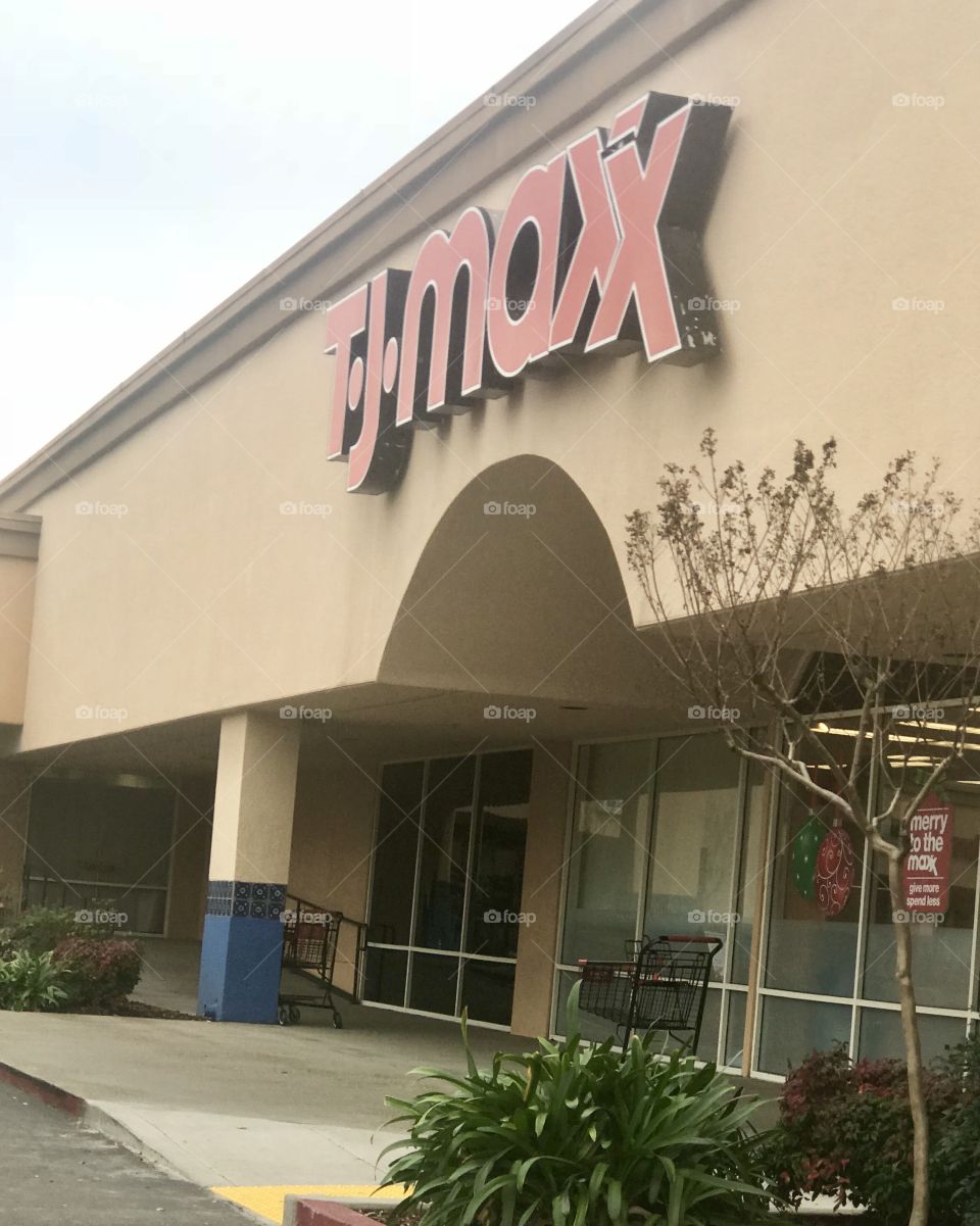 Outside the Store front of TJ MAXX the department store located in USA, America 