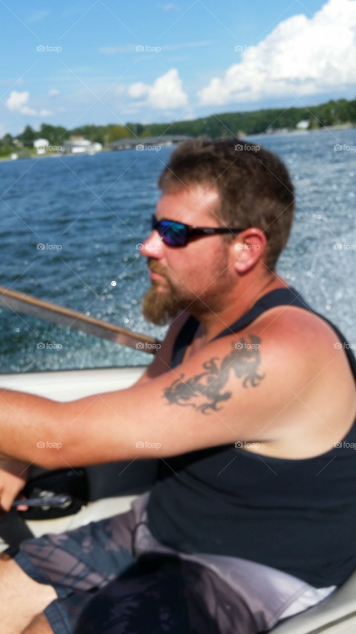 Beard on a boat