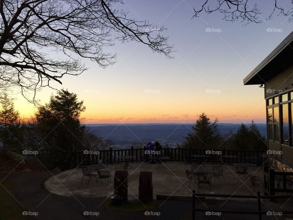 Mountain Taproom. The sunset at the top of a Blue Ridge mountain
