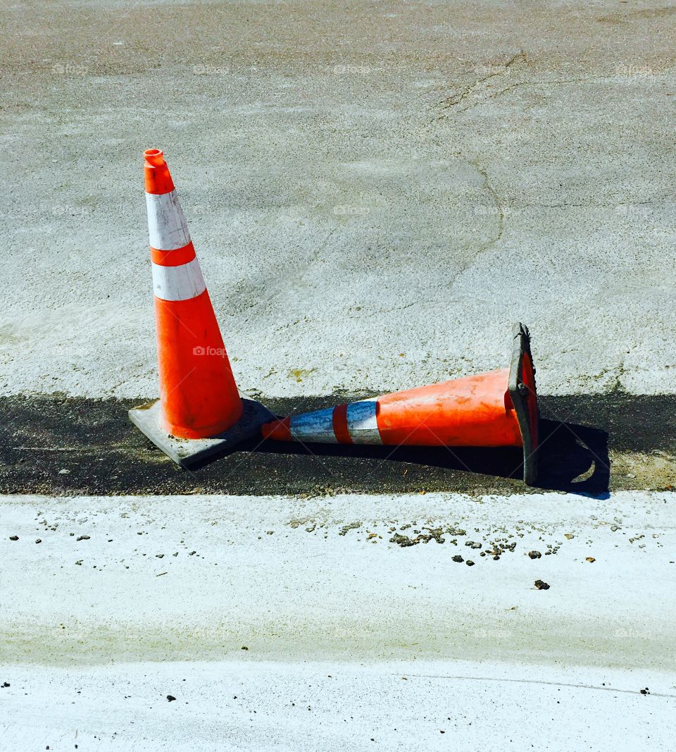 Traffic cones on street