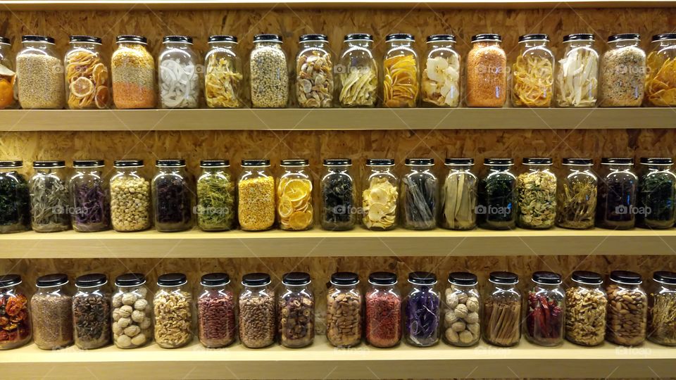 Pickle jars on shelf
