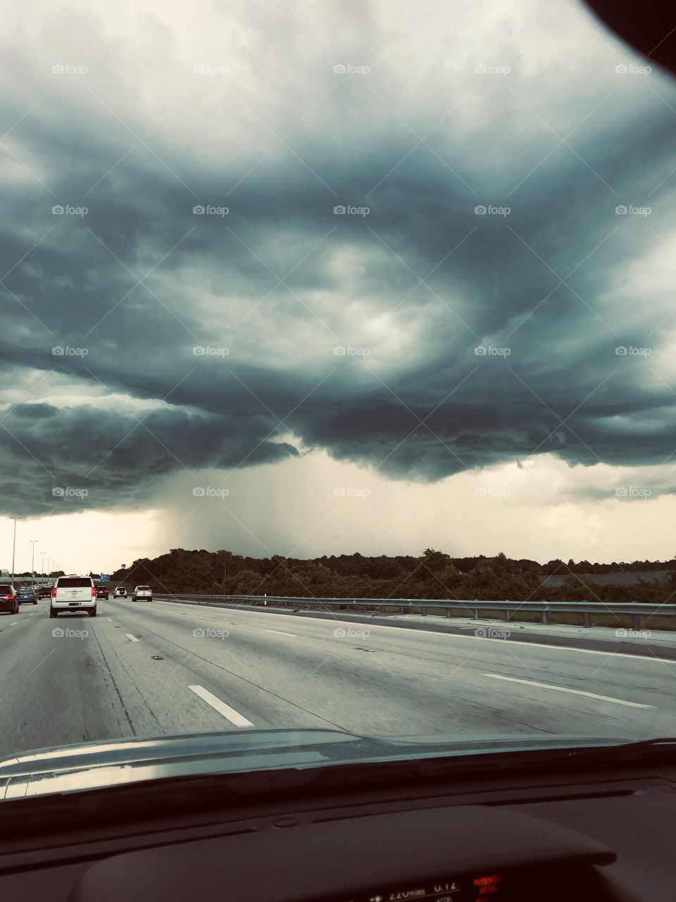 Dramatic beautiful disaster over the highway in the Florida sky 