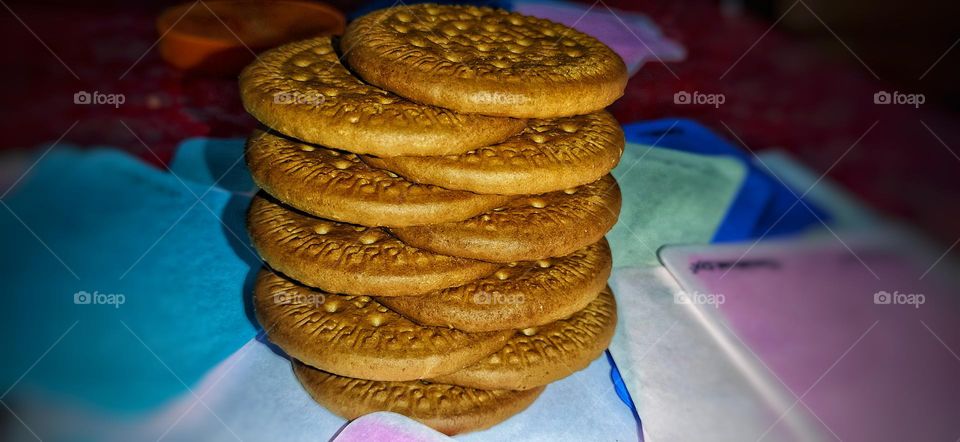 delicious cookies arranged one on another