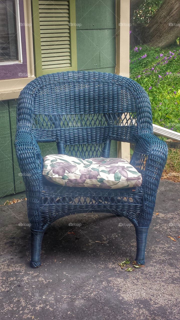 Blue Wicker Chair