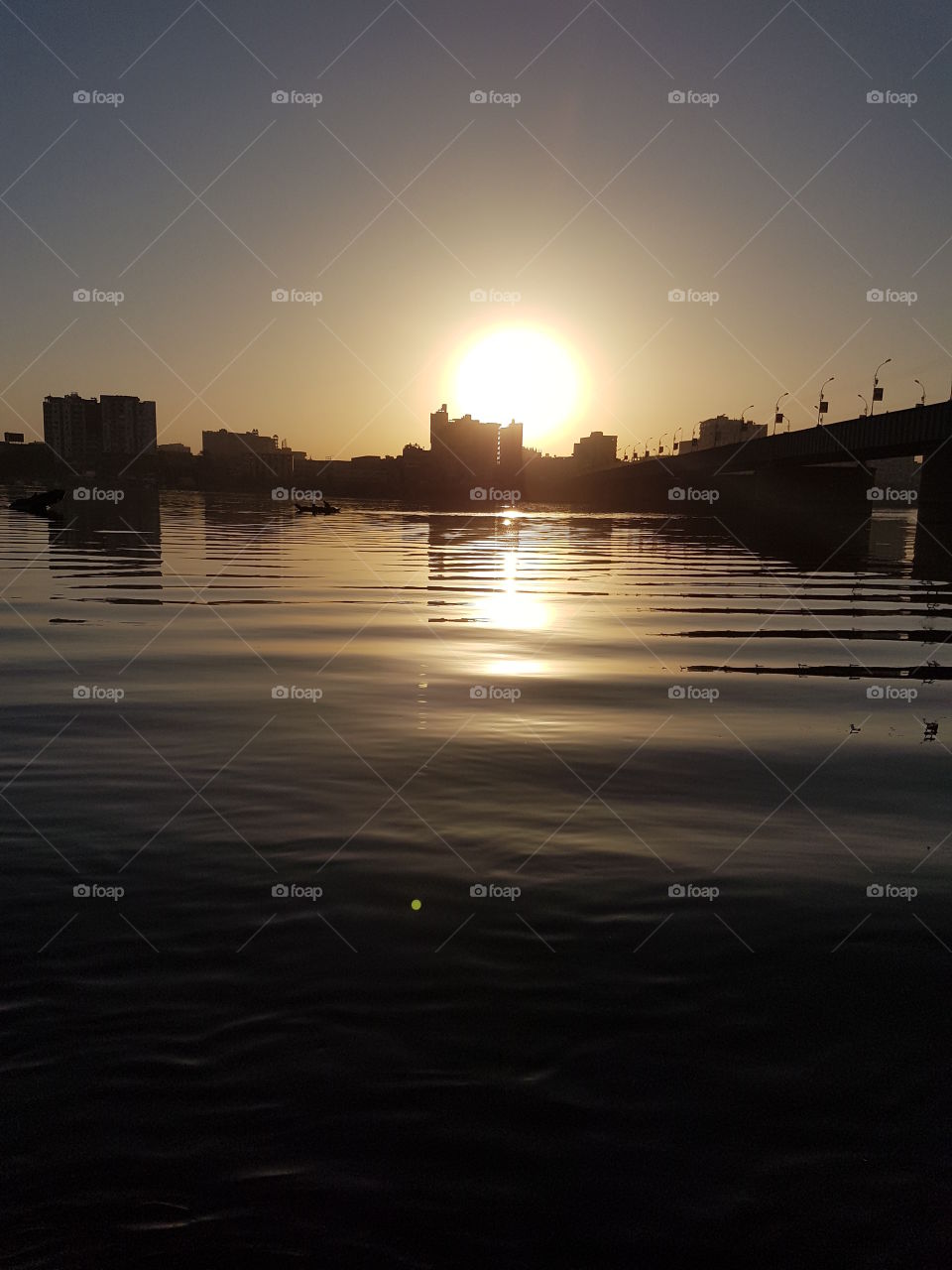 Sunset - Nile River  Summer - Sun - Reflection - Bridge - Sea - Sky - Egypt - Winter