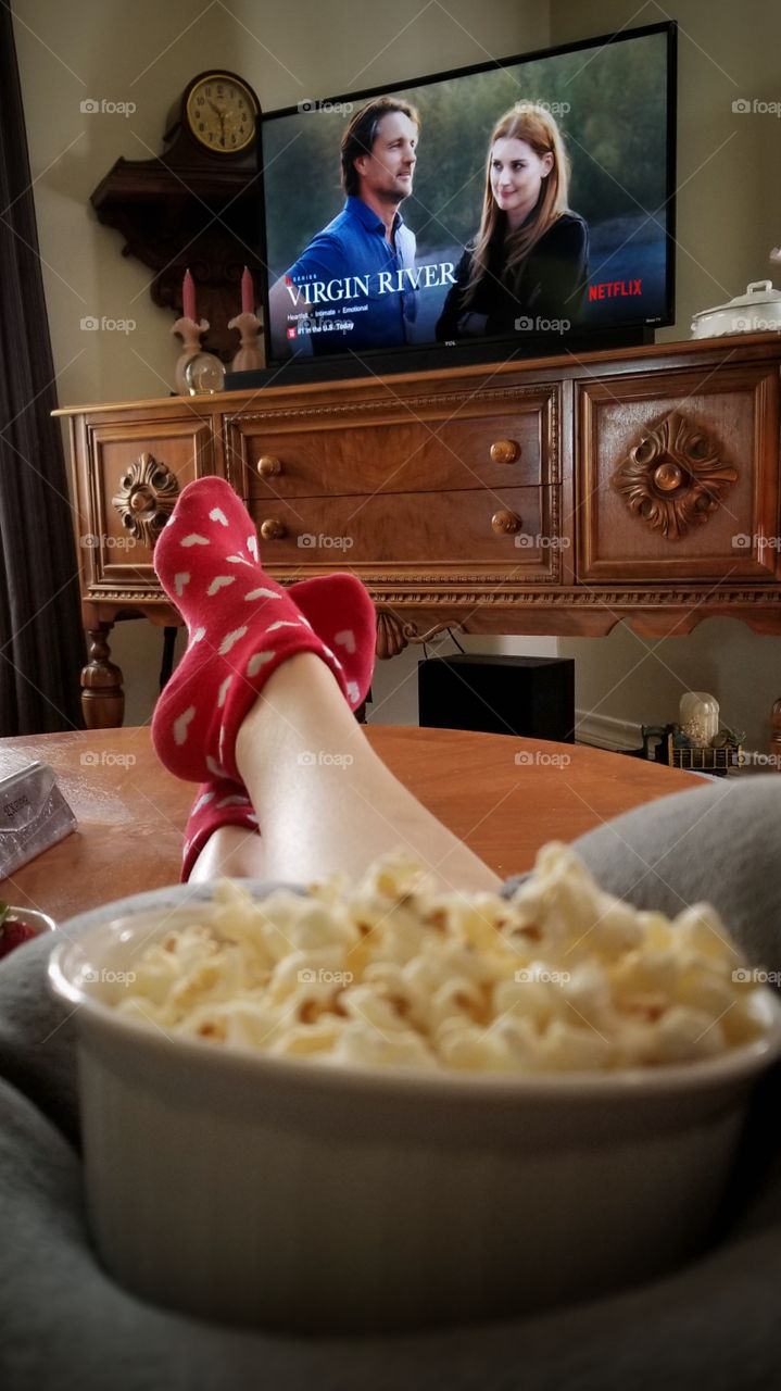 Popcorn and Virgin River on Netflix