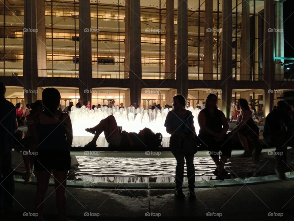 city night fountain lights by leedelgado