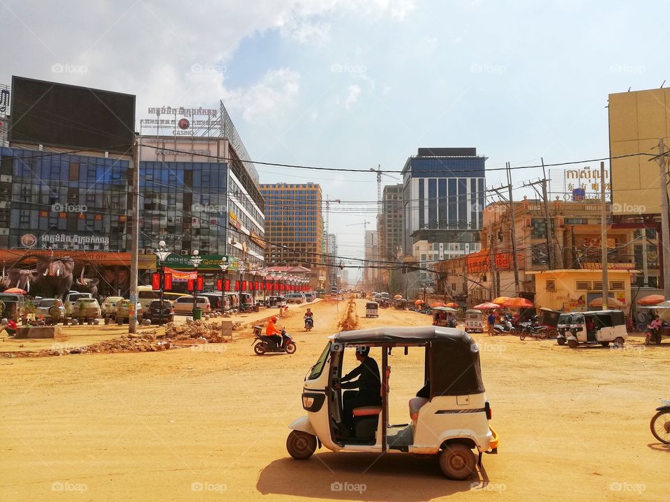 City center of Sihanoukville in Cambodia