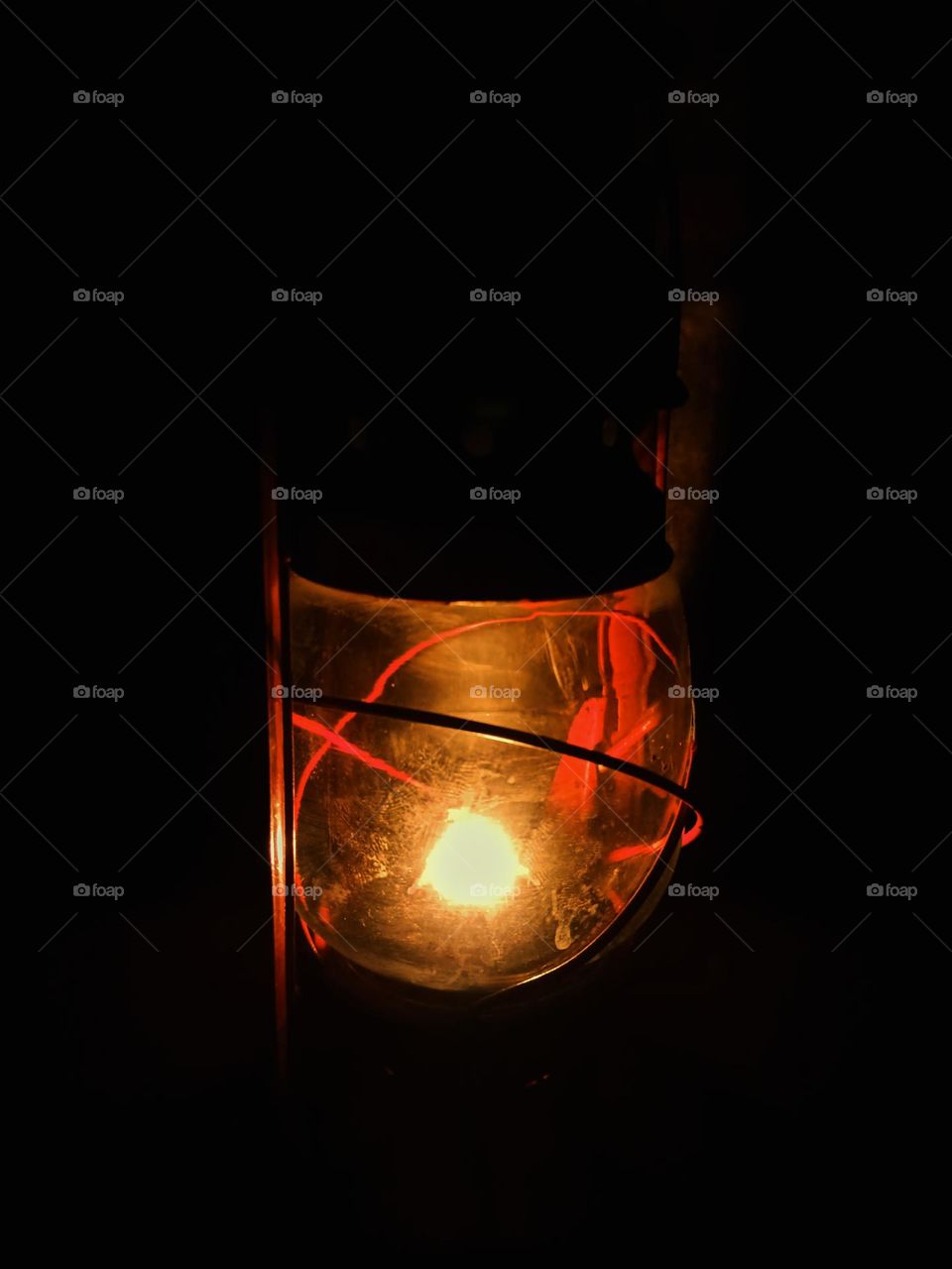 Old Vintage Lantern Closed at night as traditional lighting.