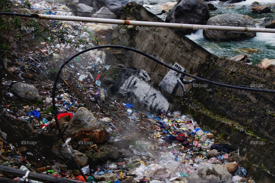 A sketch near a trash in Himachal Pradesh. India.