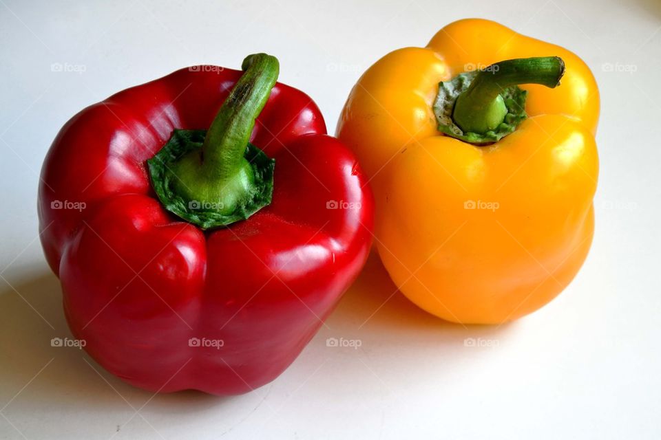 Peppers, yellow, red, food,