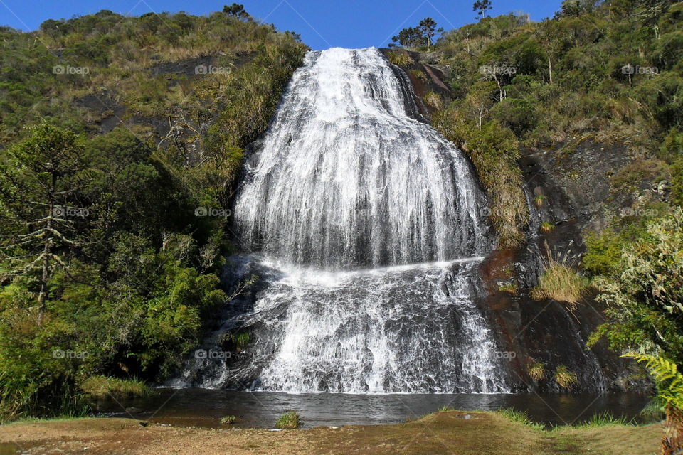 Waterfall on sunny day