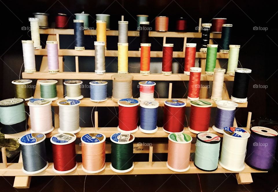 Front View Spools of Thread