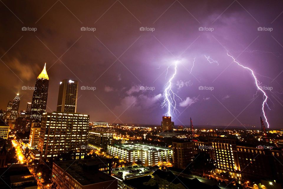 lightning above city