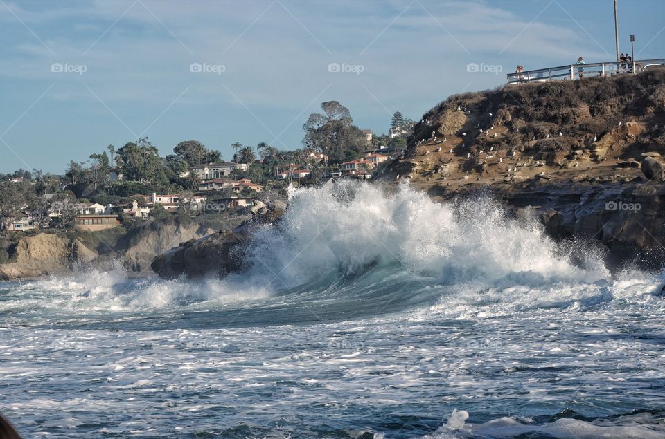 High angle view of sea waves