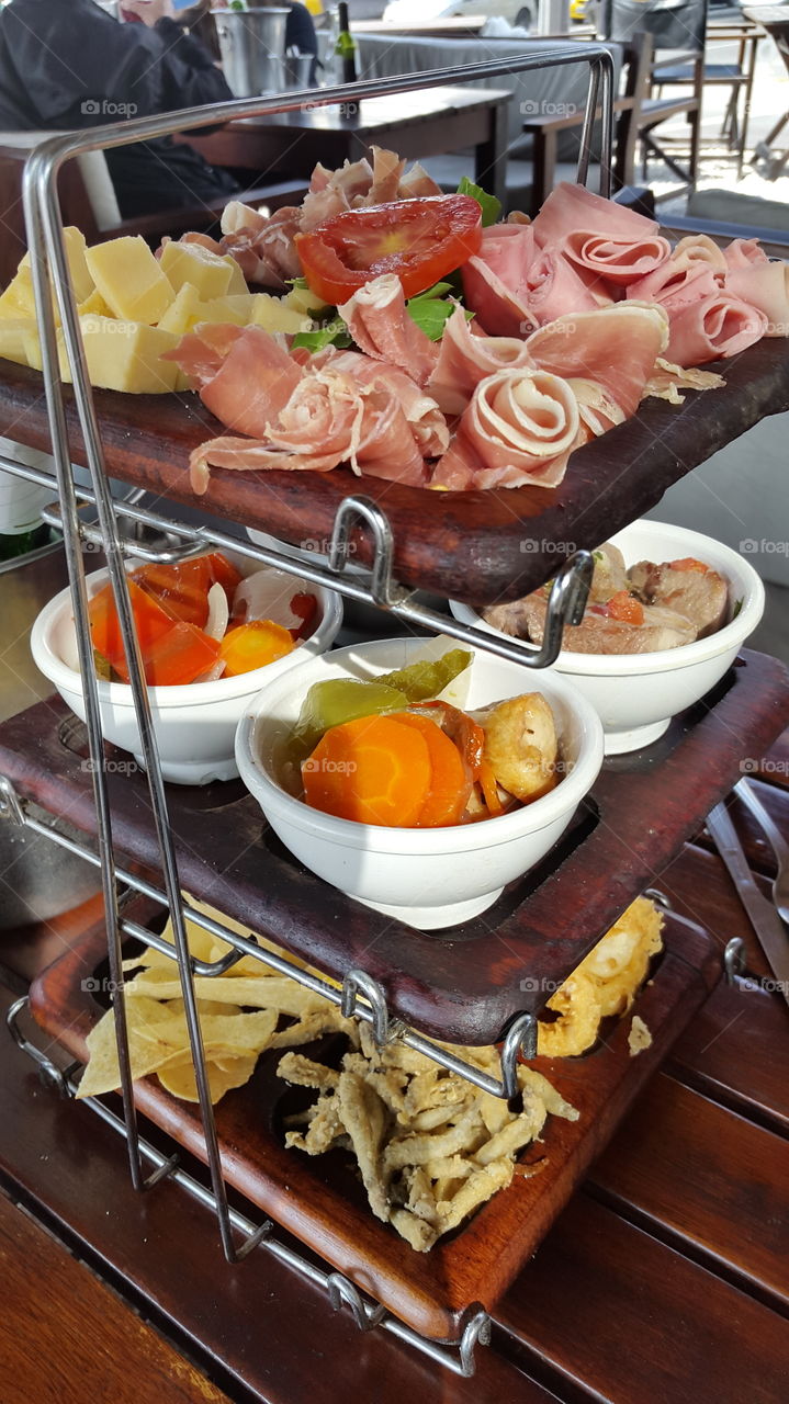 fried and cold cuts. table of cold cuts and fried