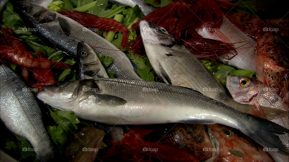 Banco del pesce di un ristorante