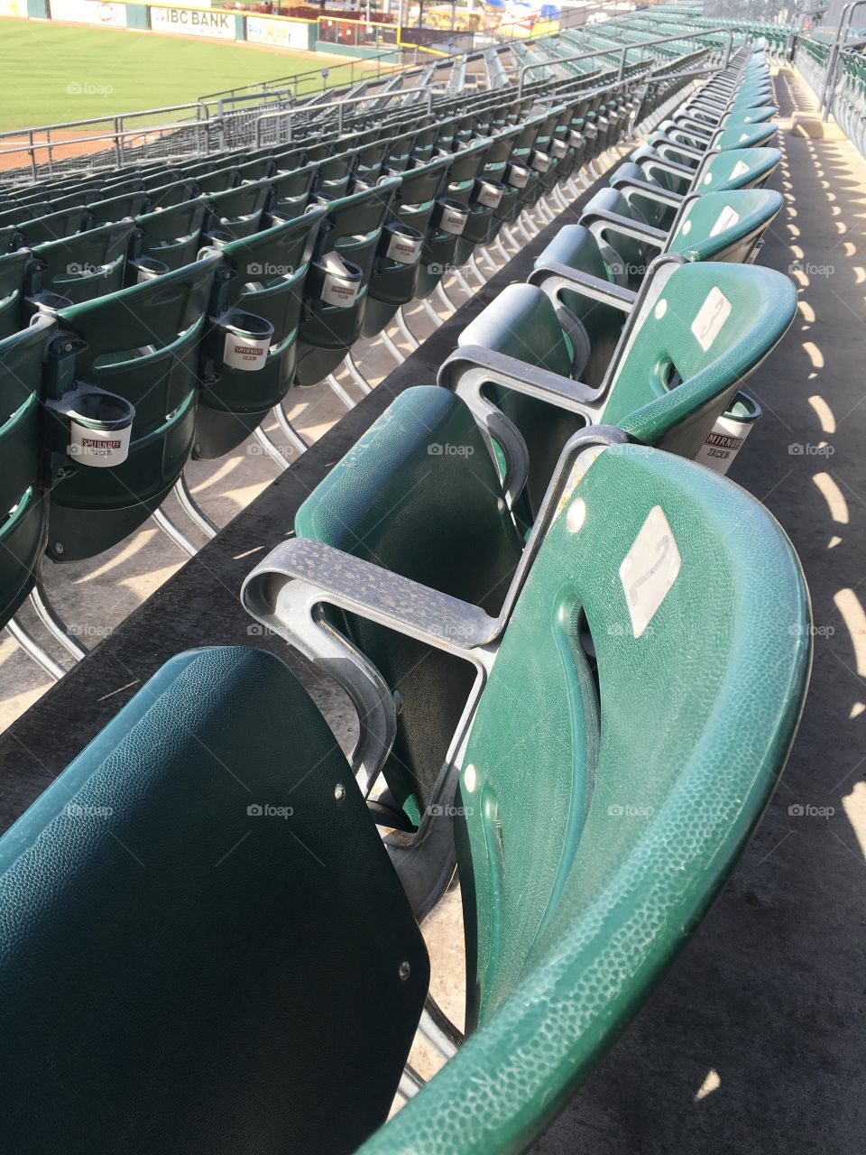 Stadium seats at a baseball park in Texas. 