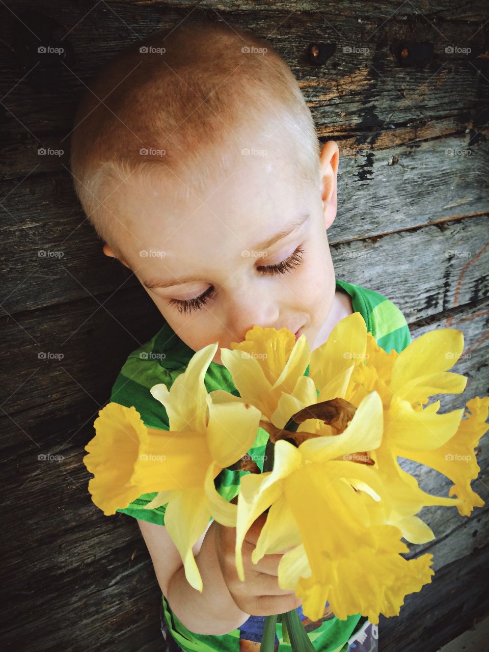 Boy with flowers