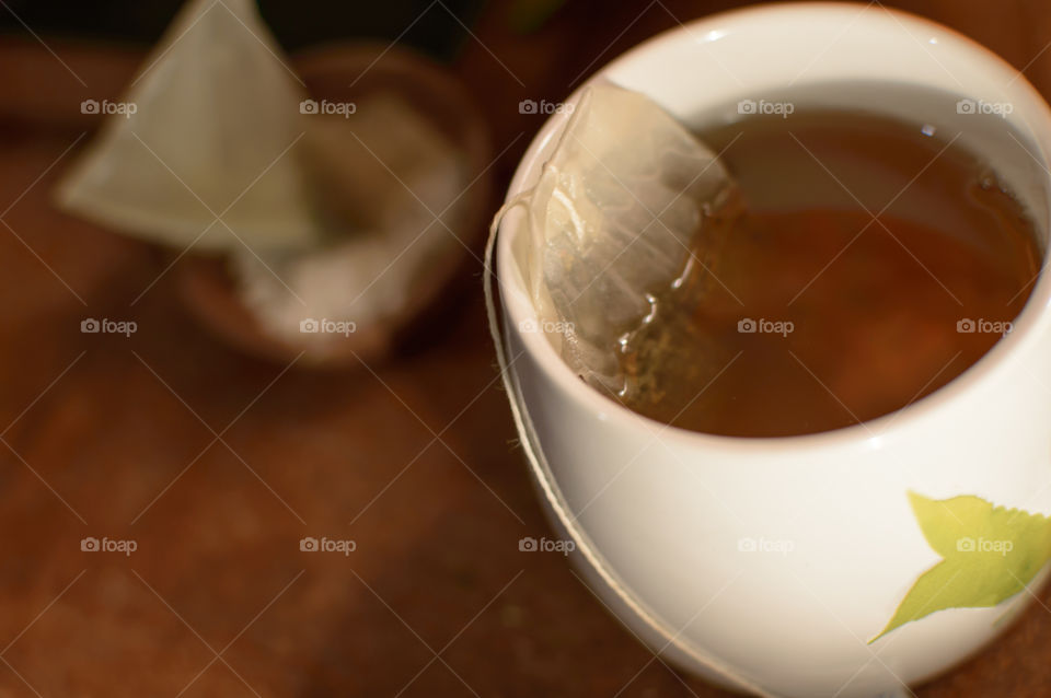 Close-up of green tea cup