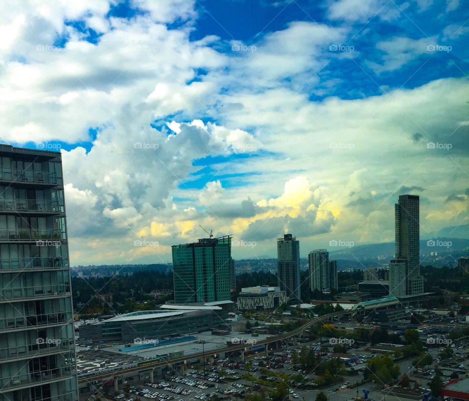 View of north Surrey from the 39th floor in British Columbia 