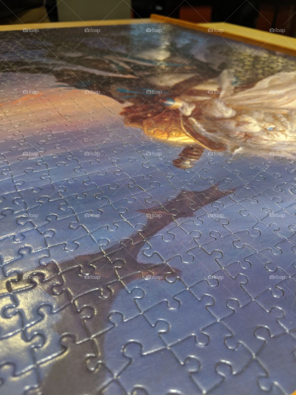 dark jigsaw puzzle, magic the gathering complete close up shot