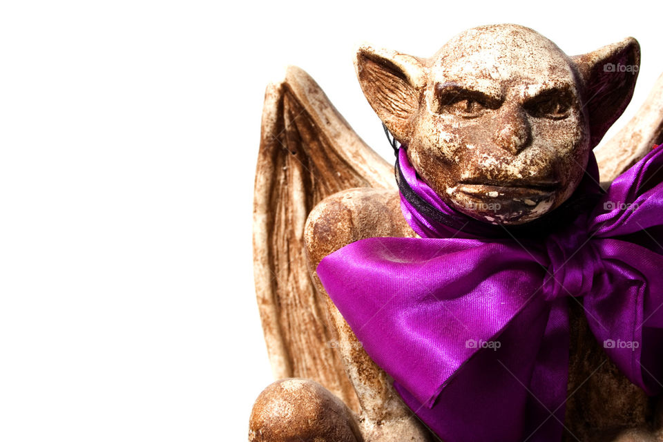 Pretty Gargoyle. All dressed up with nowhere to go. High key photo, easy to pull from background