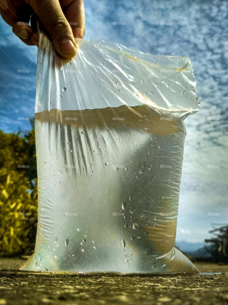 Water in the polythene bag, beautiful hd background.