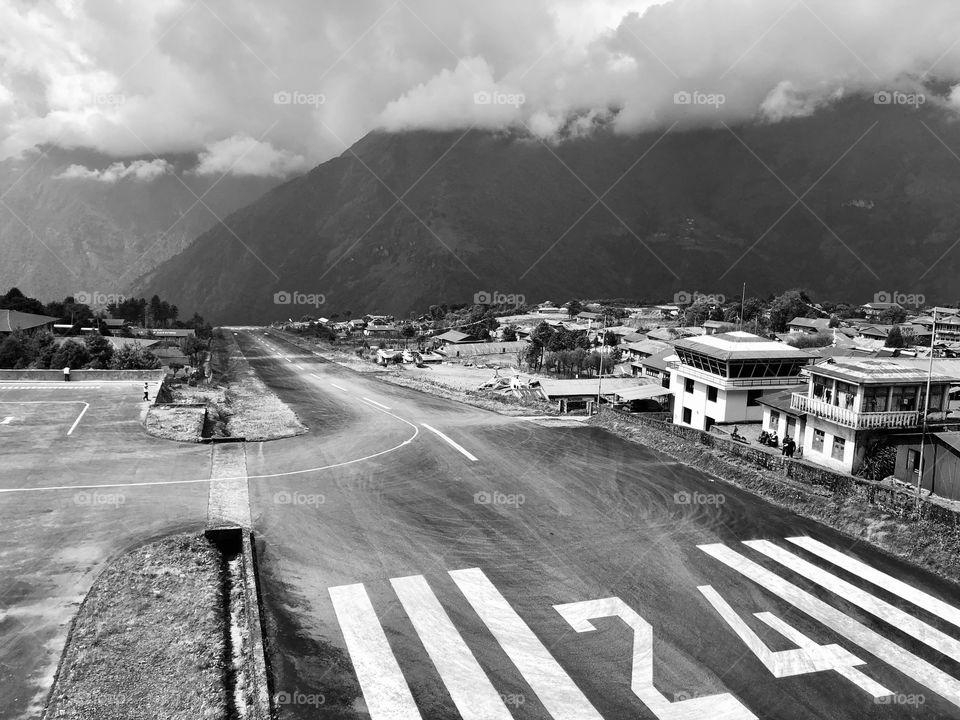 Plane watching on a cloudy day at Lukla - one of the most dangerous airports in the world