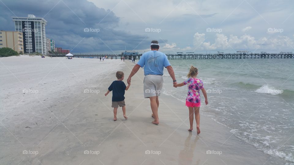 Family time. walk on the beach with my family 