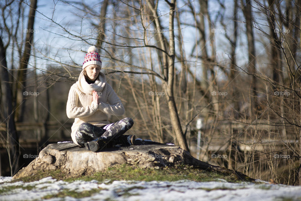 Woman doing yoga outdoor