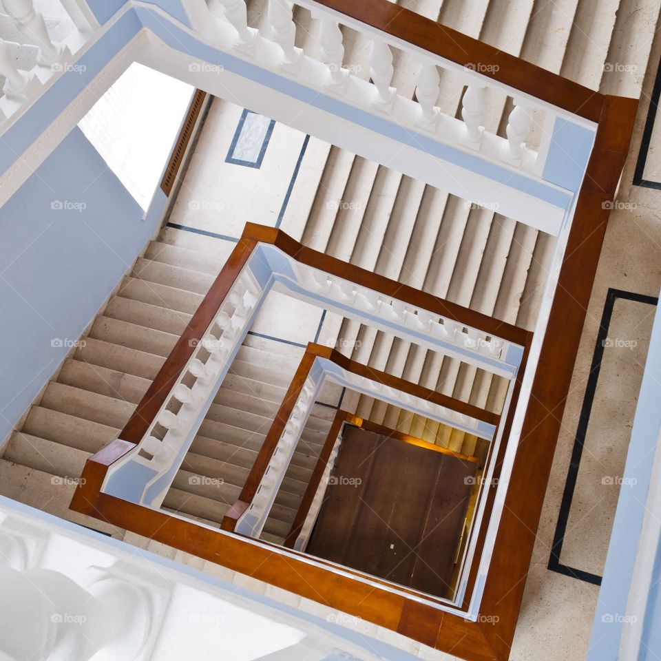 Spiral staircase square shape.