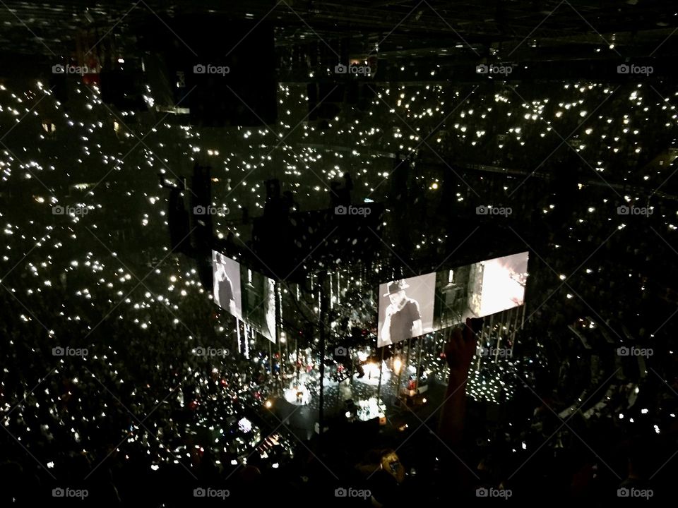 Smart phone lights fill the arena at the Tragically Hip’ final concert in Ottawa.