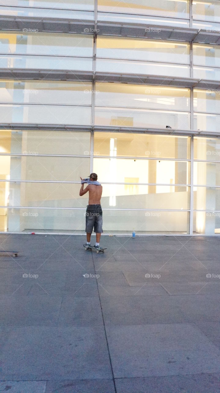 Skaters in the MACBA square. Barcelona 