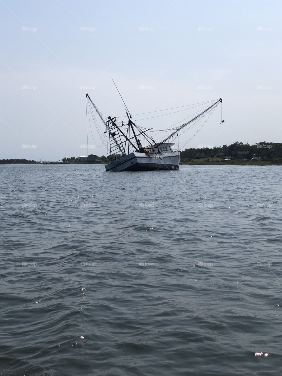 Stranded boat from hurricane Florence 