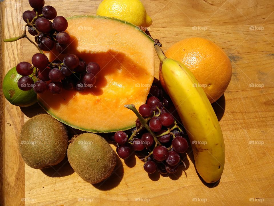 fruit canteloupe grapes kiwi