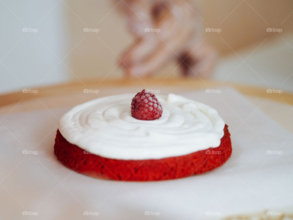 Red velvet cake with raspberry 