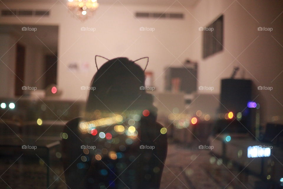 Cat woman. Reflection