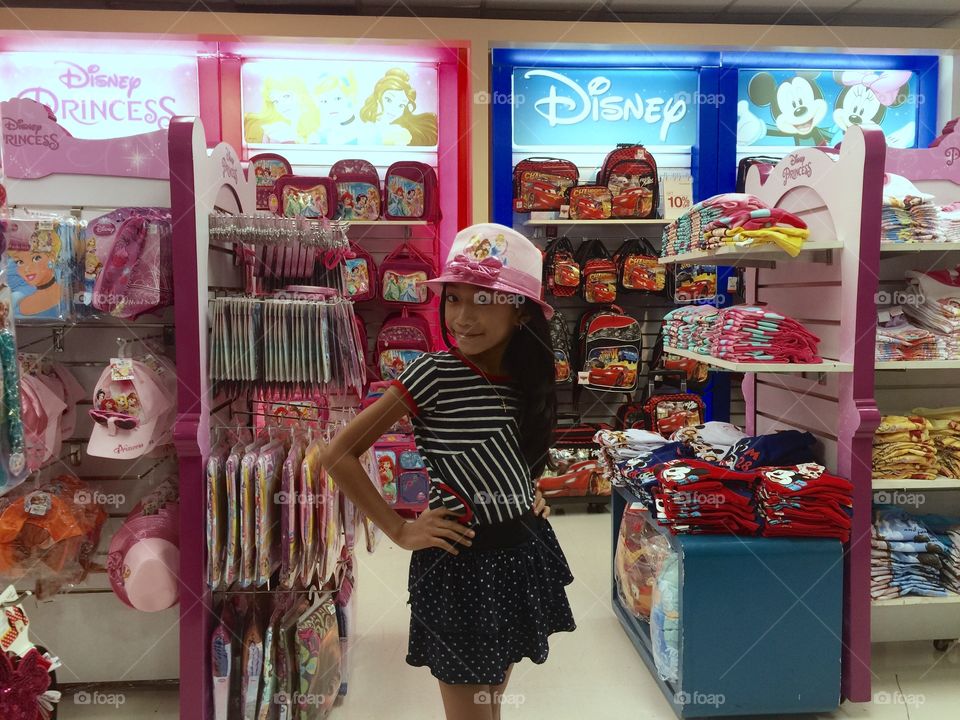 A little girl shopping
