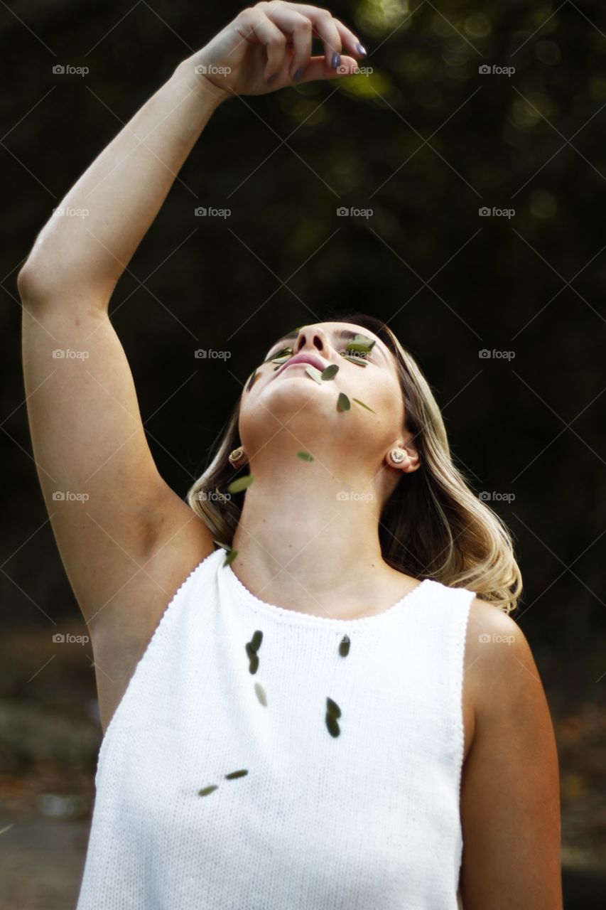 Portrait woman and plant 