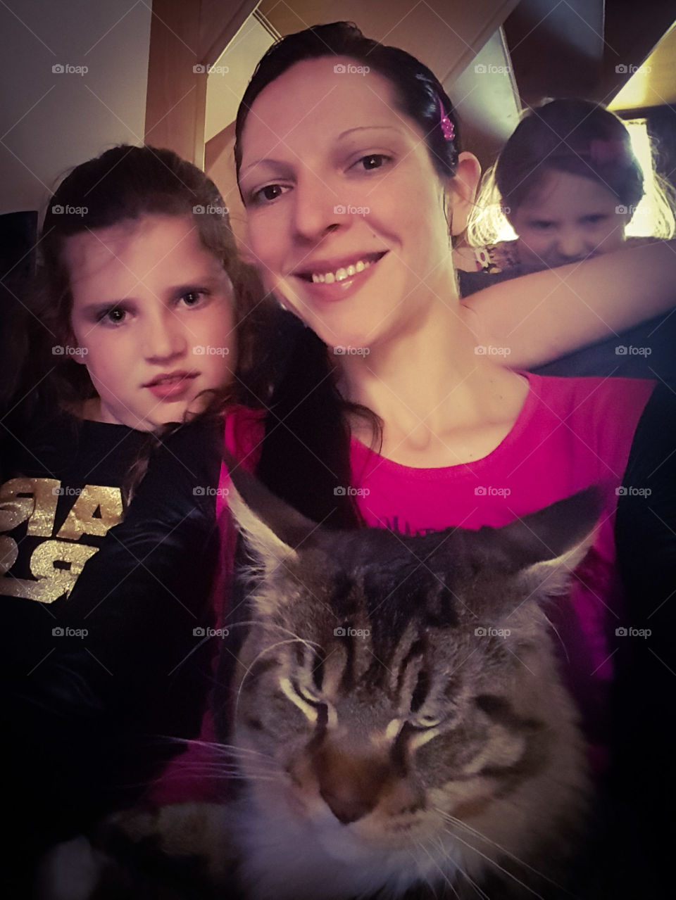 Just me and my girls and my Maine Coon Cat Hannibal